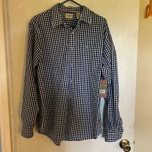 Dockers men’s long sleeve button down no wrinkle blue/black checker - large